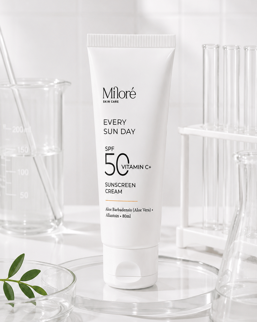 קרם הגנה SPF 50 Miloré Every Sun Day — על רקע מעבדה